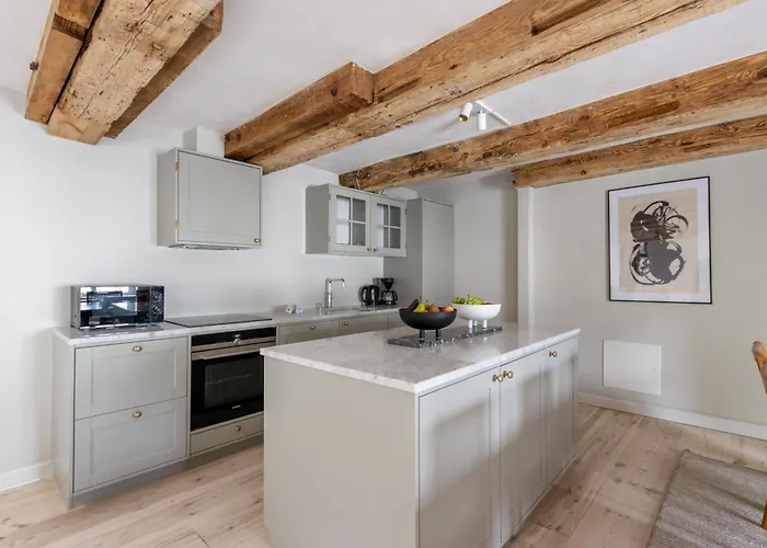 Apartment With Exposed Ceiling Beams Copenhagen